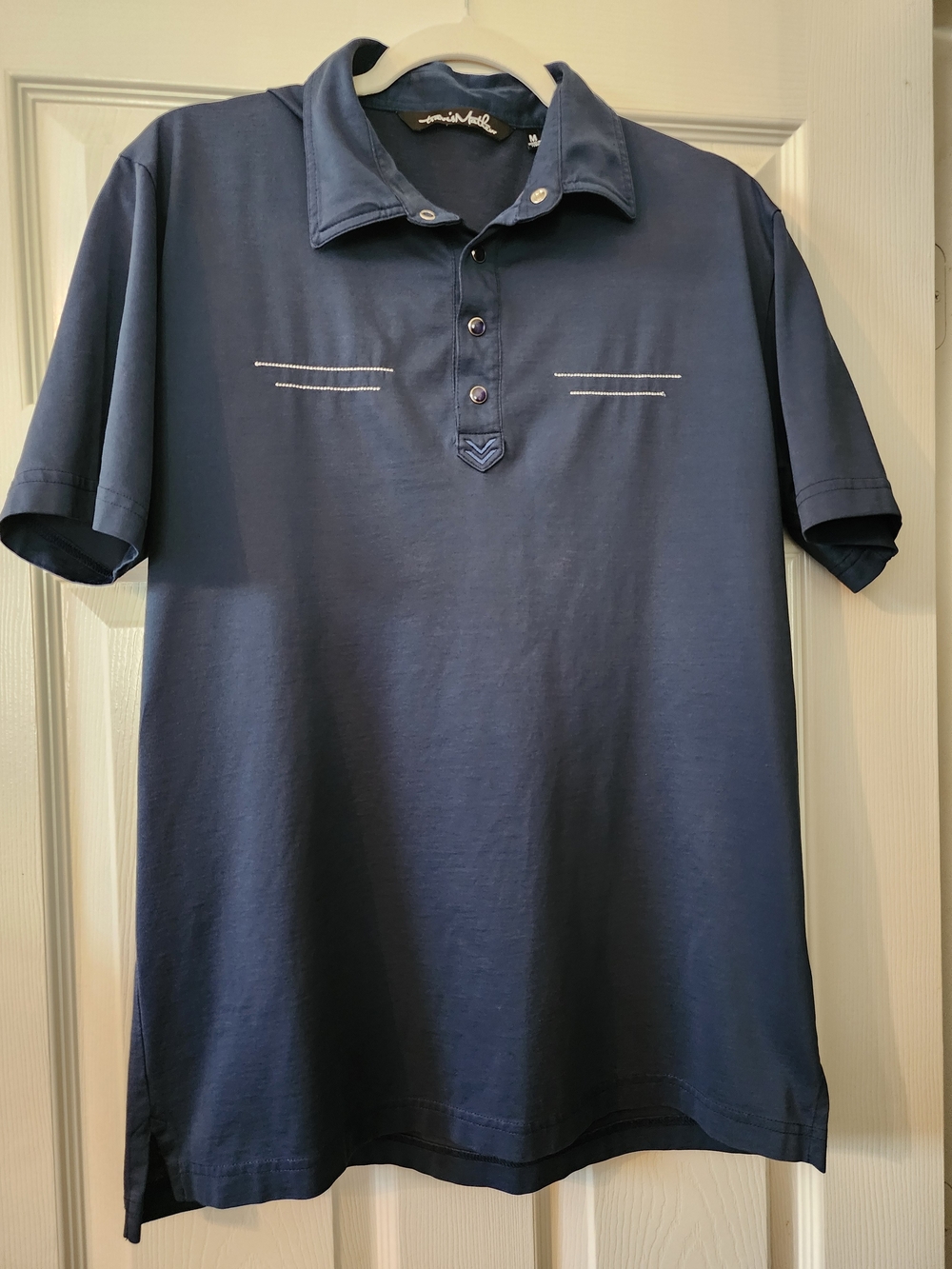 Travis Mathew Men's Slate Blue/Charcoal Gray Short-Sleeve Polo Golf Shirt